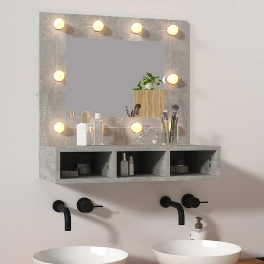 HKH Armário Espelhado com LED em Cimento - 60x31,5x62 Cm - Cinzento