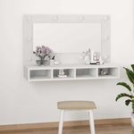 HKH Armário Espelhado com Luzes LED - 90x31,5x62 Cm - Branco
