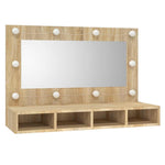 HKH Armario con Espejo y LED en Roble Sonoma - 90x31,5x62 Cm