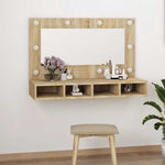 HKH Armario con Espejo y LED en Roble Sonoma - 90x31,5x62 Cm