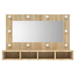 HKH Armario con Espejo y LED en Roble Sonoma - 90x31,5x62 Cm