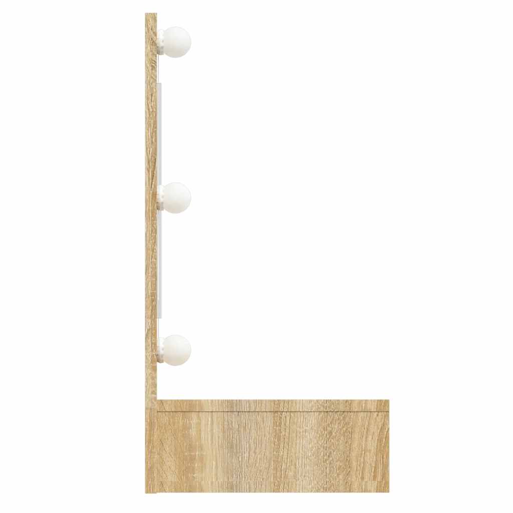 HKH Armario con Espejo y LED en Roble Sonoma - 90x31,5x62 Cm
