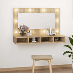 HKH Armario con Espejo y LED en Roble Sonoma - 90x31,5x62 Cm