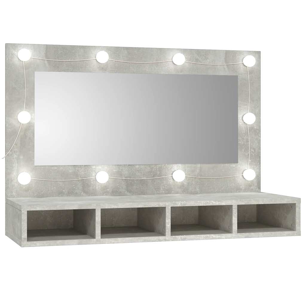 HKH Armario con espejo y luz LED en Cemento - 90x31,5x62 Cm - Gris