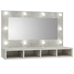 HKH Armario con espejo y luz LED en Cemento - 90x31,5x62 Cm - Gris