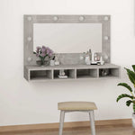 HKH Armario con espejo y luz LED en Cemento - 90x31,5x62 Cm - Gris