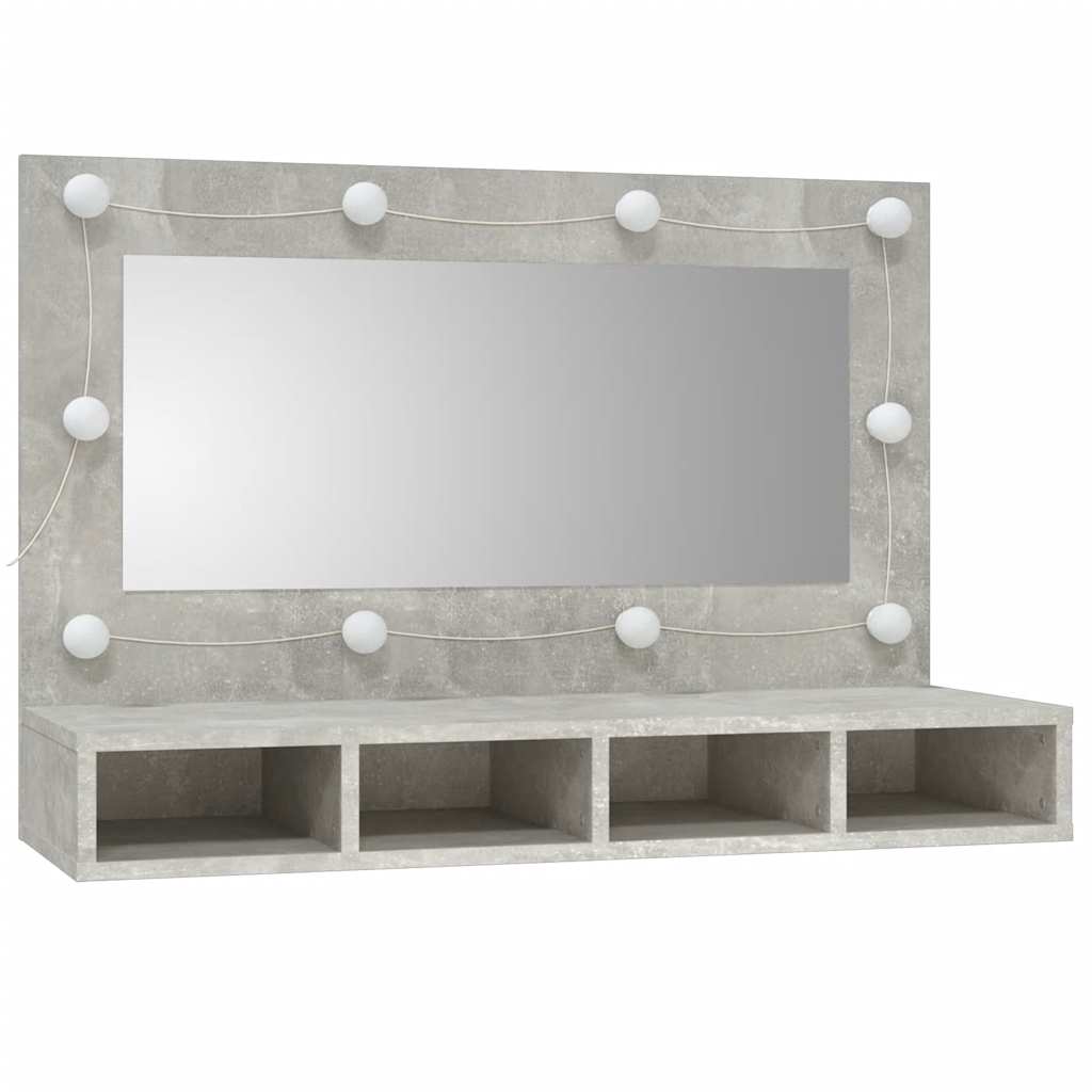 HKH Armario con espejo y luz LED en Cemento - 90x31,5x62 Cm - Gris