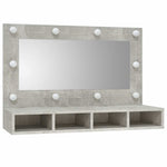 HKH Armario con espejo y luz LED en Cemento - 90x31,5x62 Cm - Gris