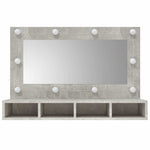 HKH Armario con espejo y luz LED en Cemento - 90x31,5x62 Cm - Gris