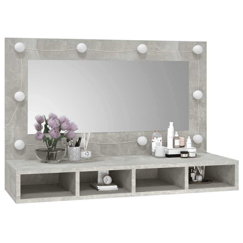 HKH Armario con espejo y luz LED en Cemento - 90x31,5x62 Cm - Gris