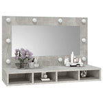 HKH Armario con espejo y luz LED en Cemento - 90x31,5x62 Cm - Gris