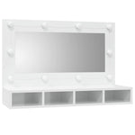 HKH Armario con espejo LED blanco brillante 90 x 31,5 x 62 cm