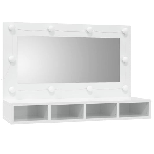 HKH Armário Espelhado com LED Branco Brilhante 90 x 31,5 x 62 cm