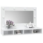 HKH Armario con espejo LED blanco brillante 90 x 31,5 x 62 cm