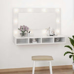 HKH Armario con espejo LED blanco brillante 90 x 31,5 x 62 cm