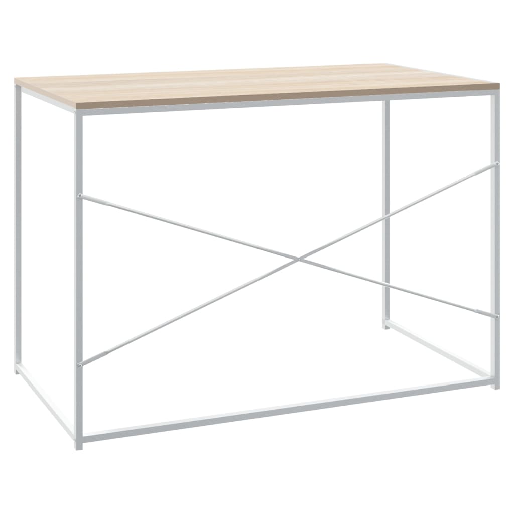 HKH Escritorio para Ordenador Madera Contrachapada / Madera de Roble - Blanco