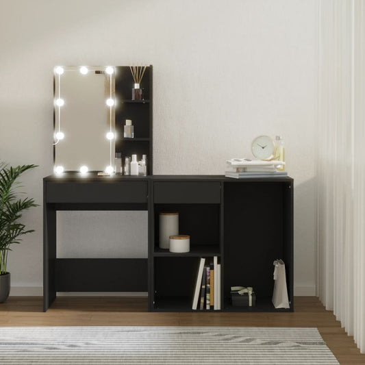 HKH Toucador com Armário e Luzes LED - Preto