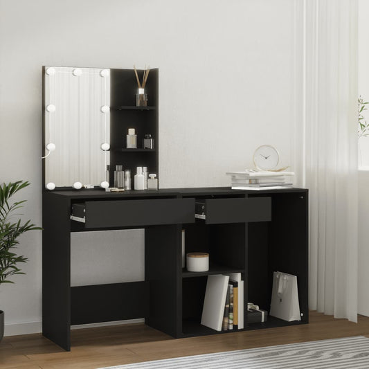 HKH Toucador com Armário e Luzes LED - Preto