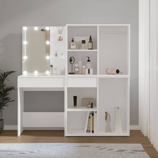 HKH Toucador com 2 Armários e Luzes LED - Branco