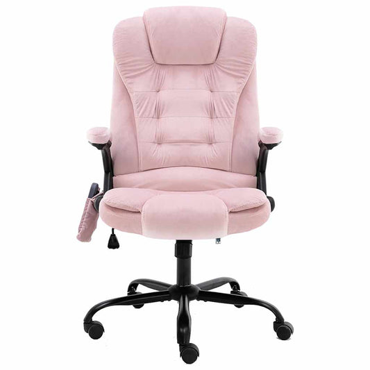 HKH Cadeira de Escritório com  Função de Massagem Veludo - Rosa