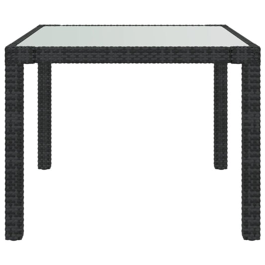 HKH Mesa de Jardim Vidro Temperado e Vime Pe - Preto