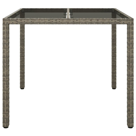 HKH Mesa de Jardín Vidrio Templado y Ratán PE - Gris