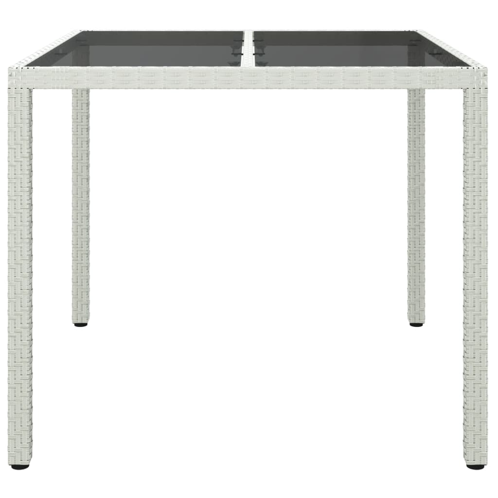 HKH Mesa de Jardim Vidro Temperado e Vime Pe - Branco