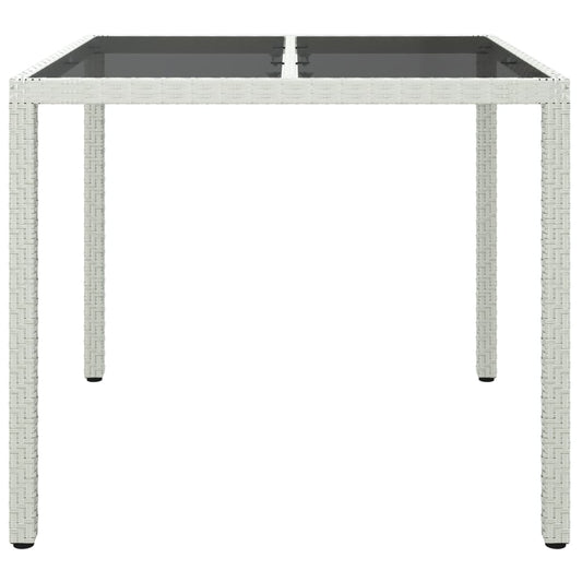 HKH Mesa de Jardim Vidro Temperado e Vime Pe - Branco