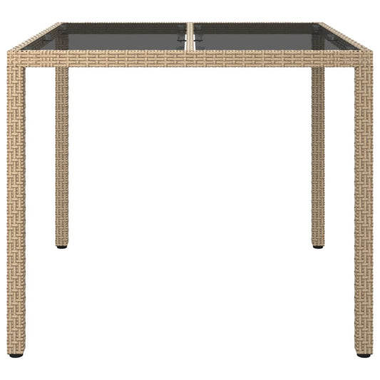 HKH Mesa de Jardim Vidro Temperado e Vime Pe - Bege