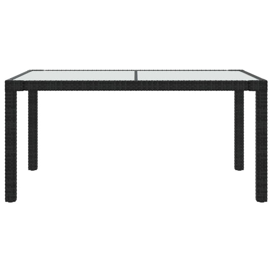 HKH Mesa de Jardim Vidro Temperado e Vime Pe - Preto