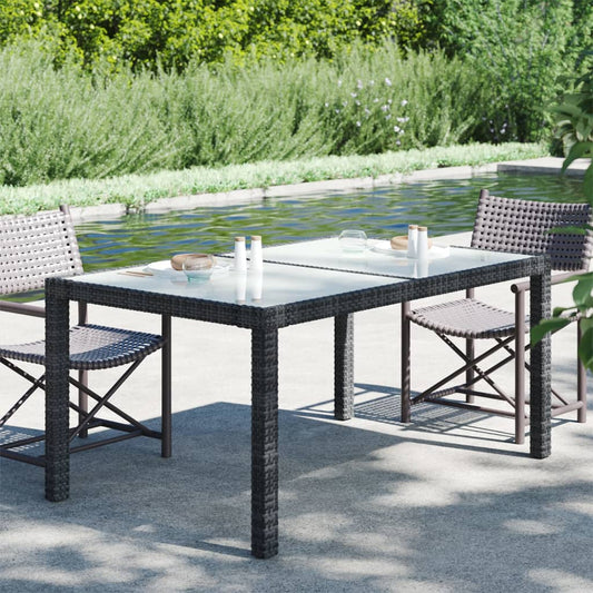 HKH Mesa de Jardim Vidro Temperado e Vime Pe - Preto