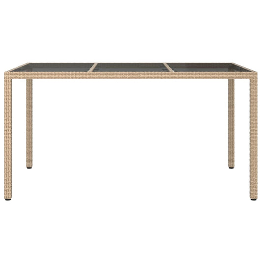 HKH Mesa de Jardim Vidro Temperado e Vime Pe - Bege