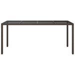 Mesa de Jardín HKH 190x90x75 Cm Cristal Templado y Ratán PE Marrón