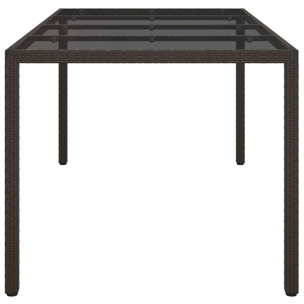 Mesa de Jardín HKH 190x90x75 Cm Cristal Templado y Ratán PE Marrón