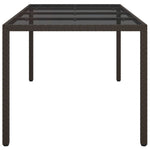 Mesa de Jardín HKH 190x90x75 Cm Cristal Templado y Ratán PE Marrón