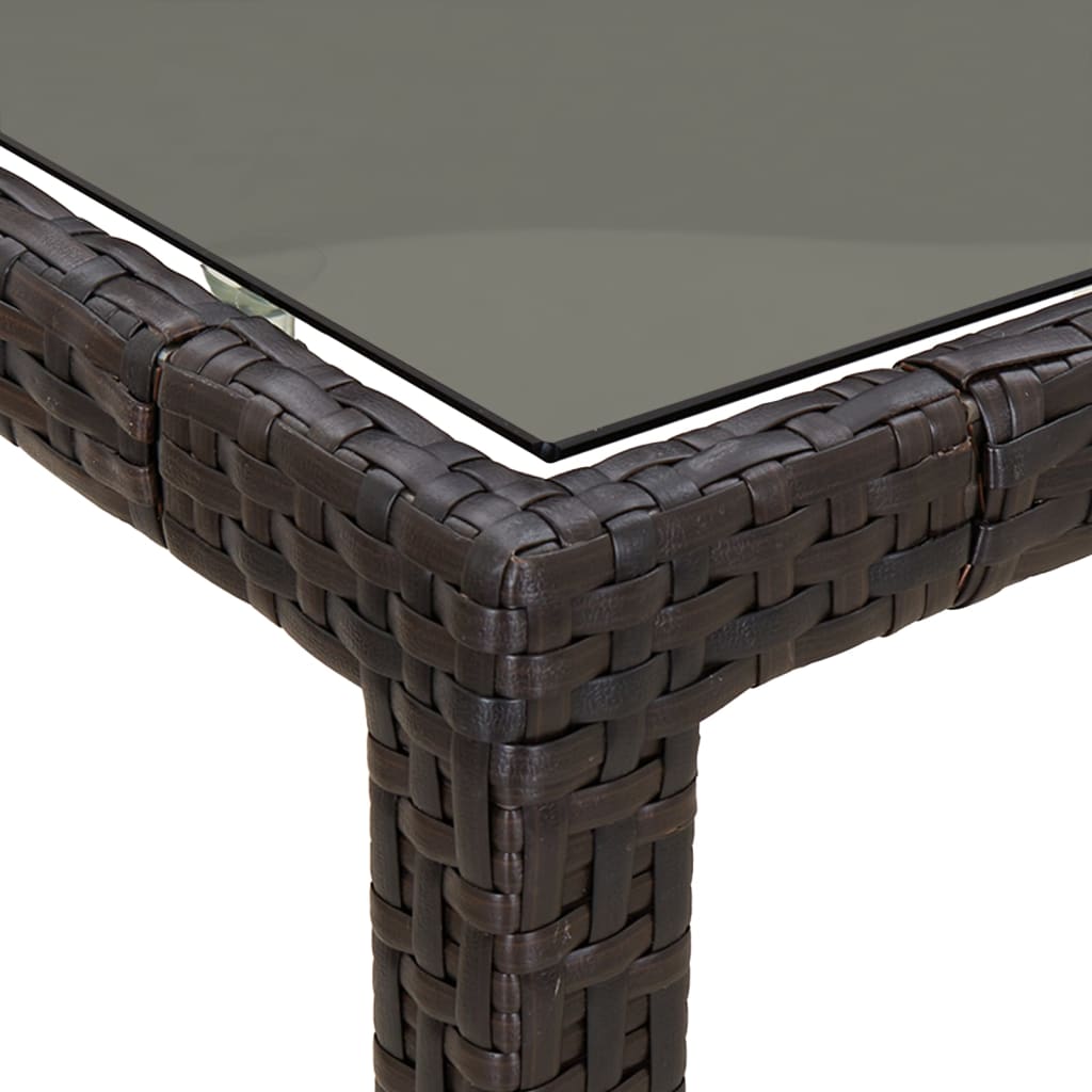 Mesa de Jardín HKH 190x90x75 Cm Cristal Templado y Ratán PE Marrón