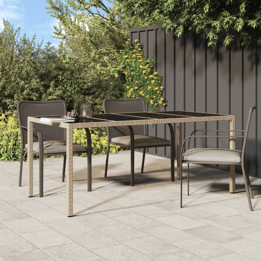 HKH Mesa de Jardim 190x90x75 Cm Vidro Temperado e Vime Pe - Bege