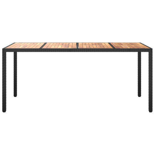HKH Mesa de Jardín Ratán PE y Acacia Maciza - Negro