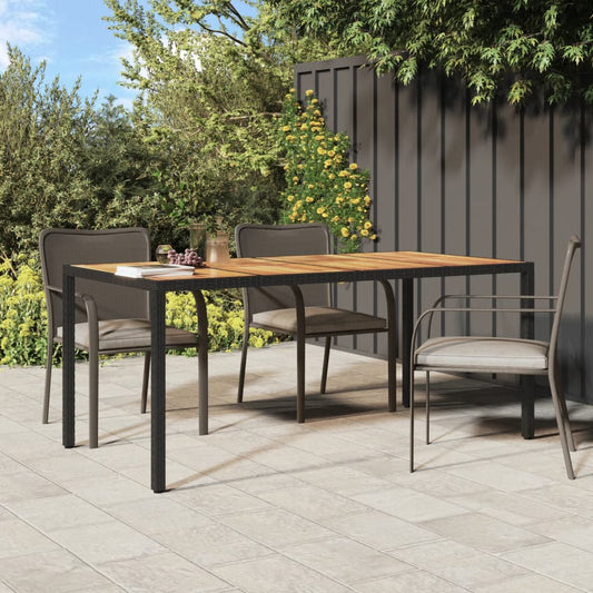 HKH Mesa de Jardín Ratán PE y Acacia Maciza - Negro