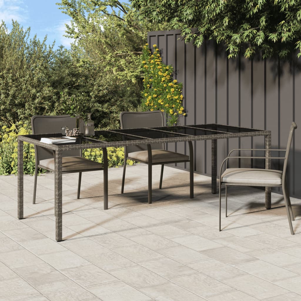 HKH Mesa de Jardim 250x100x75 Cm Vidro Temperado e Vime Pe - Cinzento