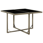 HKH Mesa de Jardim 109x107x74 Cm Vime Pe e Vidro - Cinzento