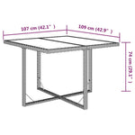 HKH Mesa de Jardim 109x107x74 Cm Vime Pe e Vidro Castanho - Marrom