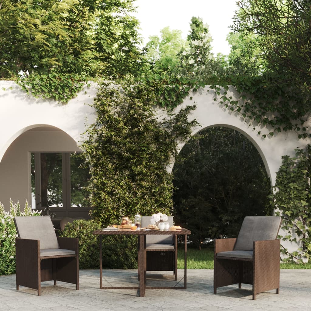 HKH Mesa de Jardim 109x107x74 Cm Vime Pe e Vidro Castanho - Marrom