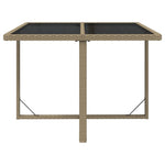 HKH Mesa de Jardim 109x107x74 Cm Vime Pe e Vidro - Bege