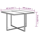 HKH Mesa de Jardim 109x107x74 Cm Vime Pe e Vidro - Bege