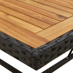 HKH Mesa de Jardim 109x107x74 Cm Vime Pe e Acácia Maciça - Preto