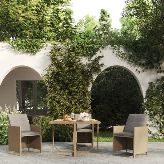 HKH Mesa de Jardim 109x107x74 Cm Vime Pe e Acácia Maciça - Bege
