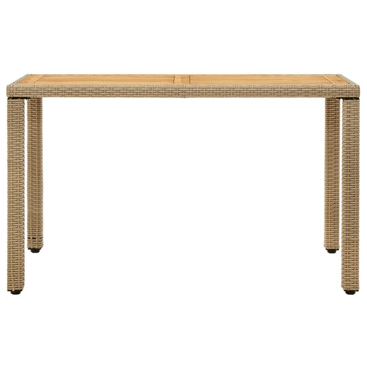 HKH Mesa de Jardim 123x60x74 Cm Vime Pe e Acácia Maciça - Bege