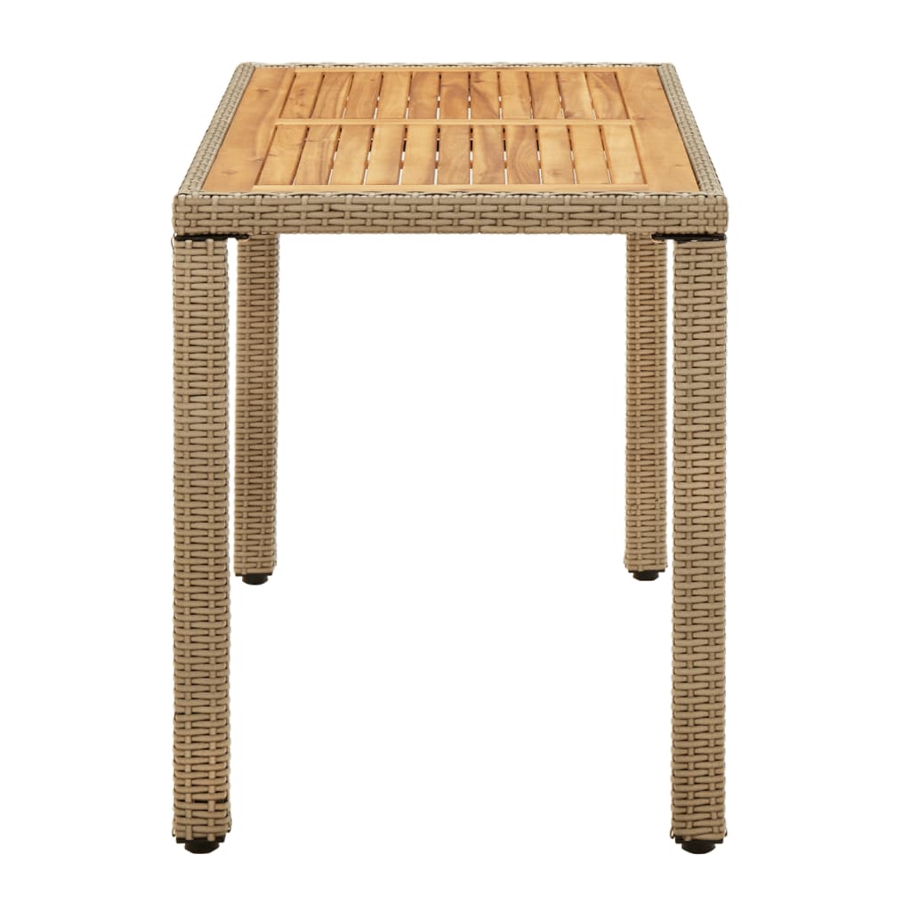 HKH Mesa de Jardim 123x60x74 Cm Vime Pe e Acácia Maciça - Bege