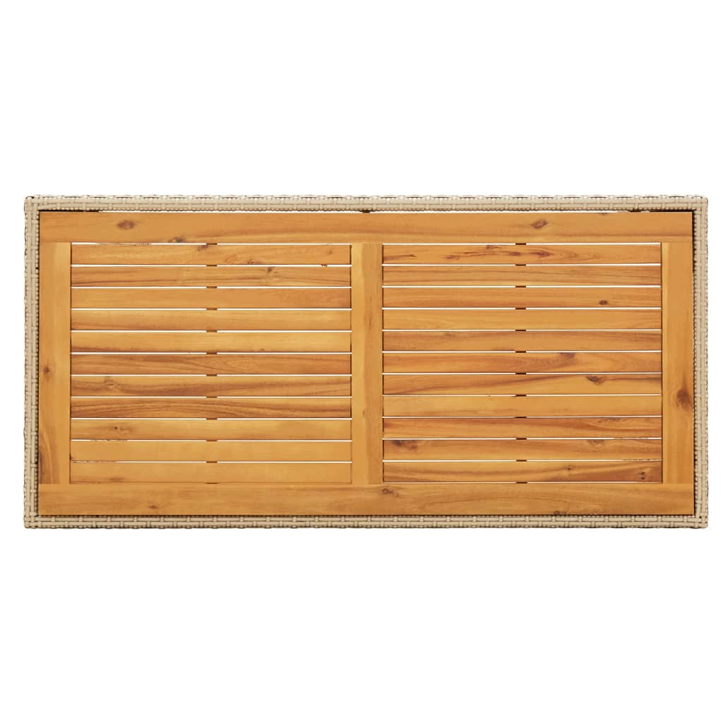 HKH Mesa de Jardim 123x60x74 Cm Vime Pe e Acácia Maciça - Bege